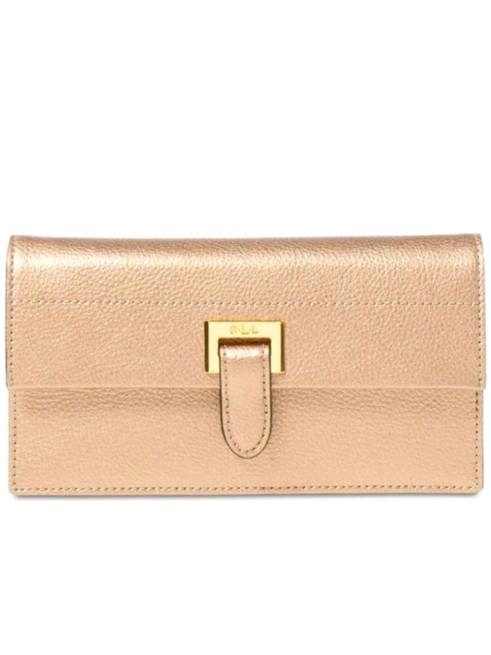 LAUREN Ralph Lauren CARLISLE COLLECTION GOLD LEAF MEDIUM SLIM WALLET 🌟EUC🌟